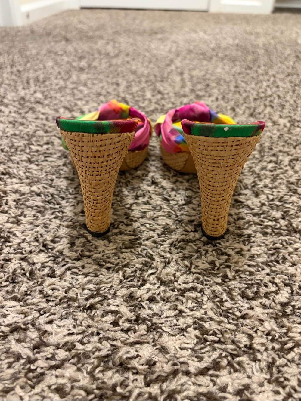 Stuart Weitzman Multicolor Knot-Front Slide Sandals - Pink Green Yellow - Picture 4 of 7